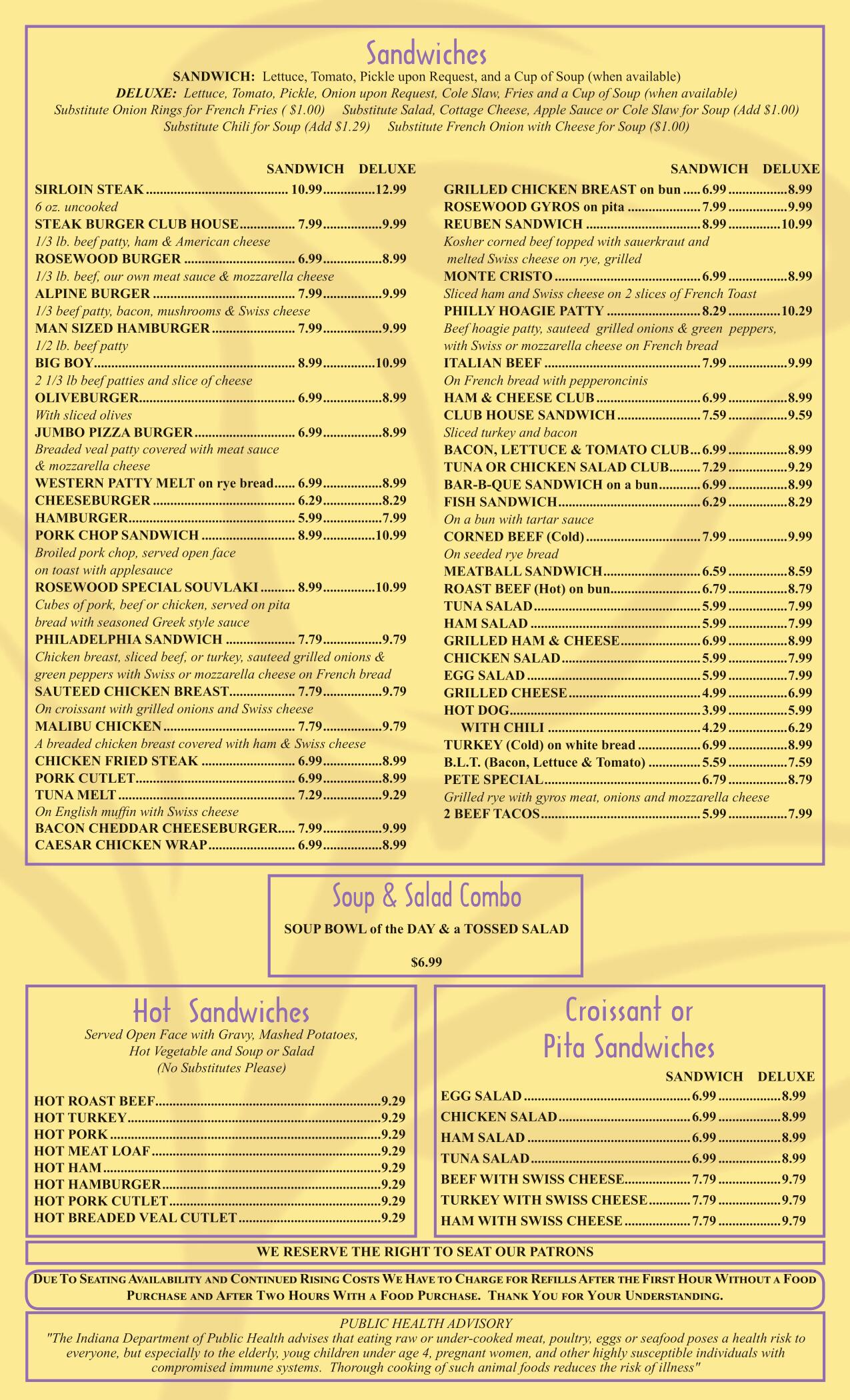 New Menu Page 3 - Family Restaurant Indiana