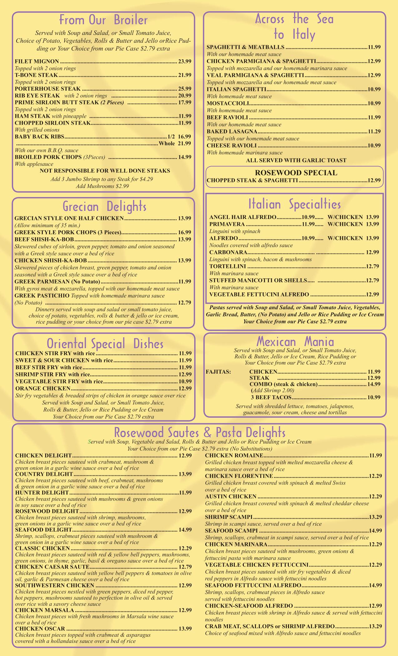 New Menu Page 5 - Family Restaurant Indiana